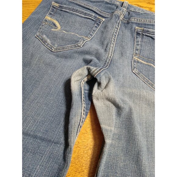 AMERICAN EAGLE Jeans Womens 10 BLUE WIDE LEGS FLARED ? Preowned HIPSTER FLARE ? - Picture 9 of 10